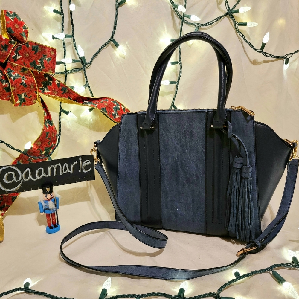 Blue Suede Shoulder Bag